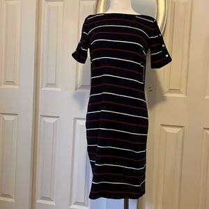 Talbots size small red white and blue knit dress